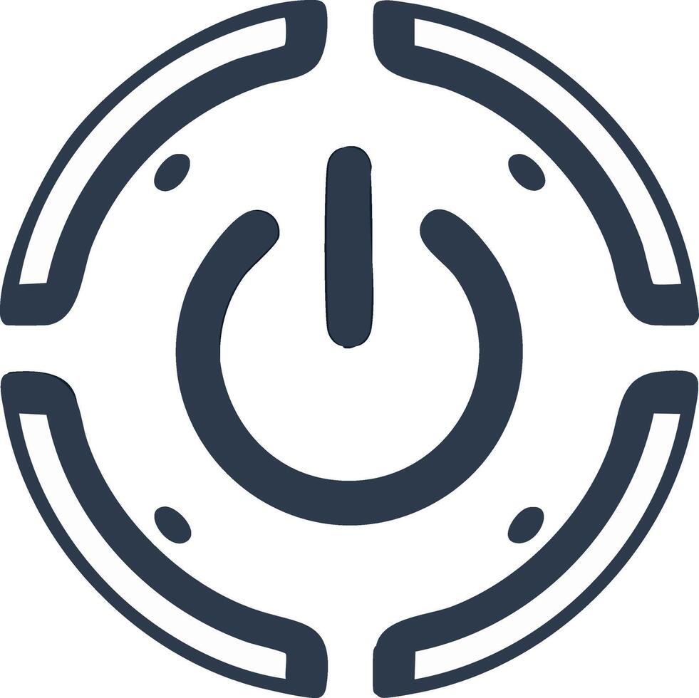 Circular Power Button Outline Digital Device Start Symbol Icon vector