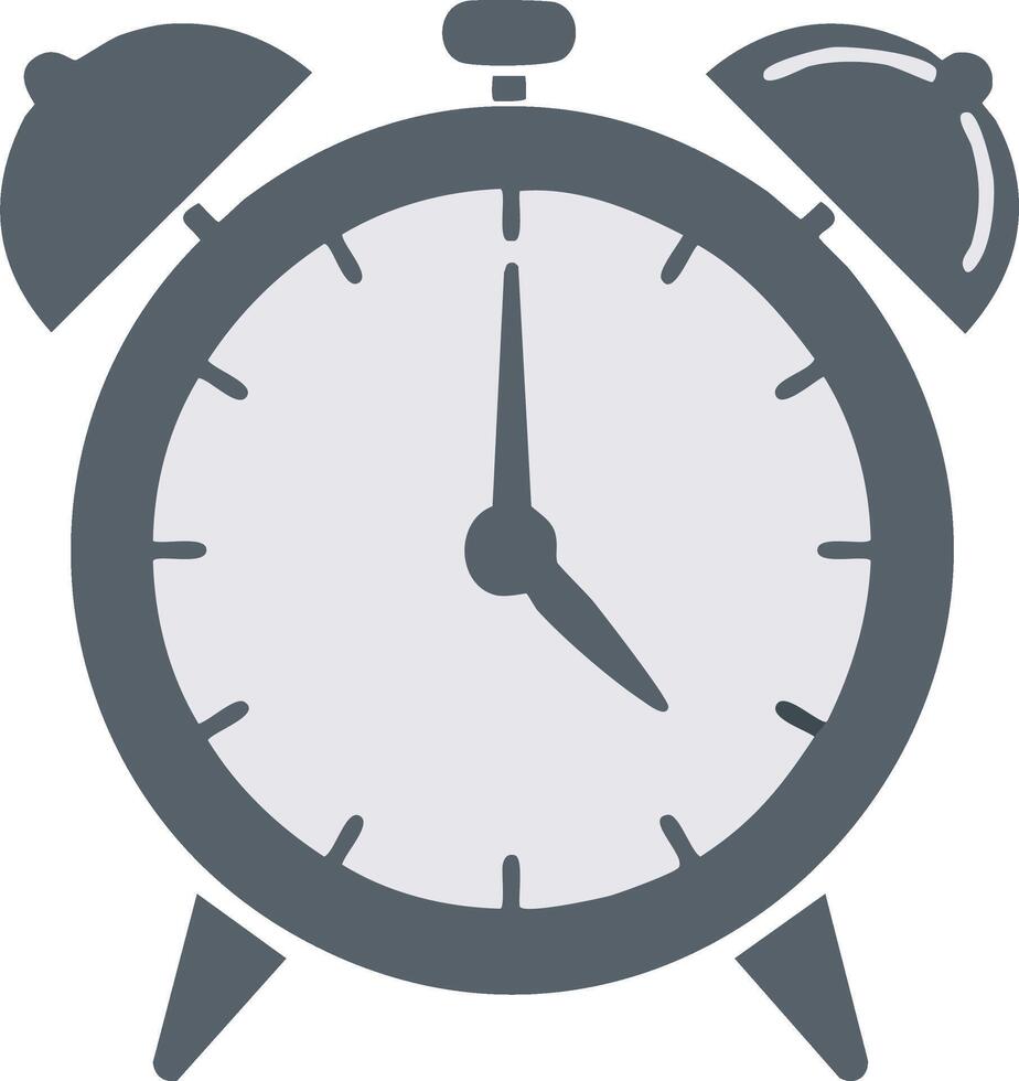 Grey alarm clock, minimalist illustration showing the time, digital clock dial icon vector