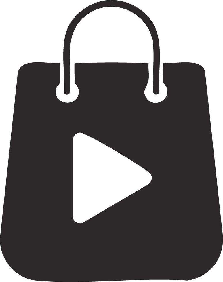 compras bolso icono con un jugar botón simbolizando comercio y un digital medios de comunicación Tienda vector