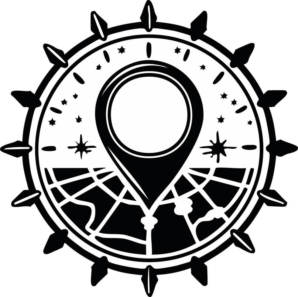 A map pin with a globe in the center vector