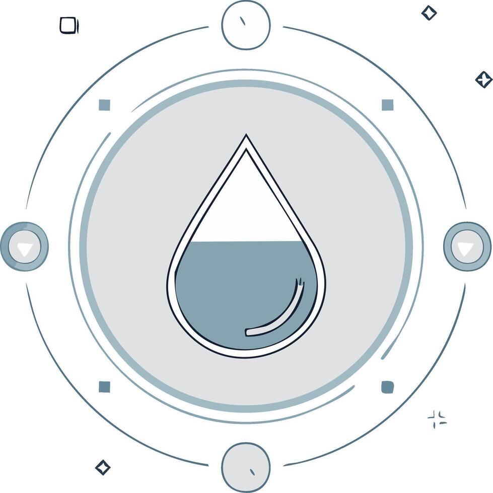 Stylized water drop icon within an abstract circular graphic vector