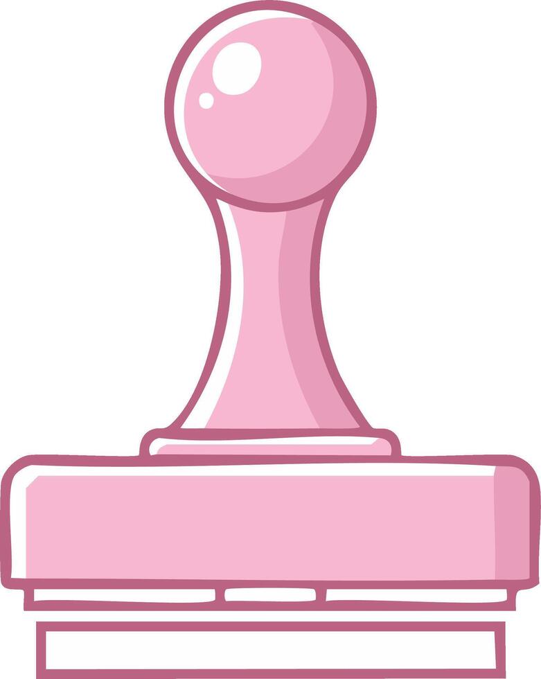 Cartoon Pink Rubber Stamp with Round Handle and Rectangular Base vector
