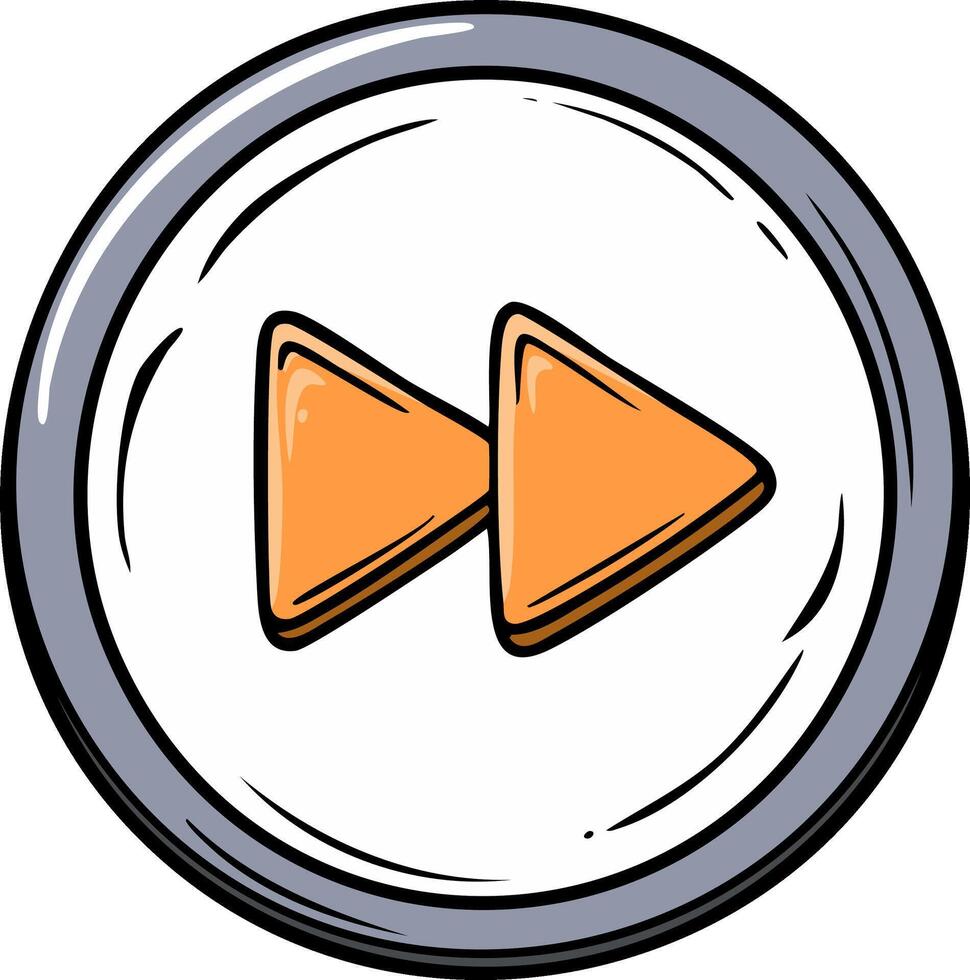 Hand drawn fast forward button icon for media player controls in a playful cartoon style vector
