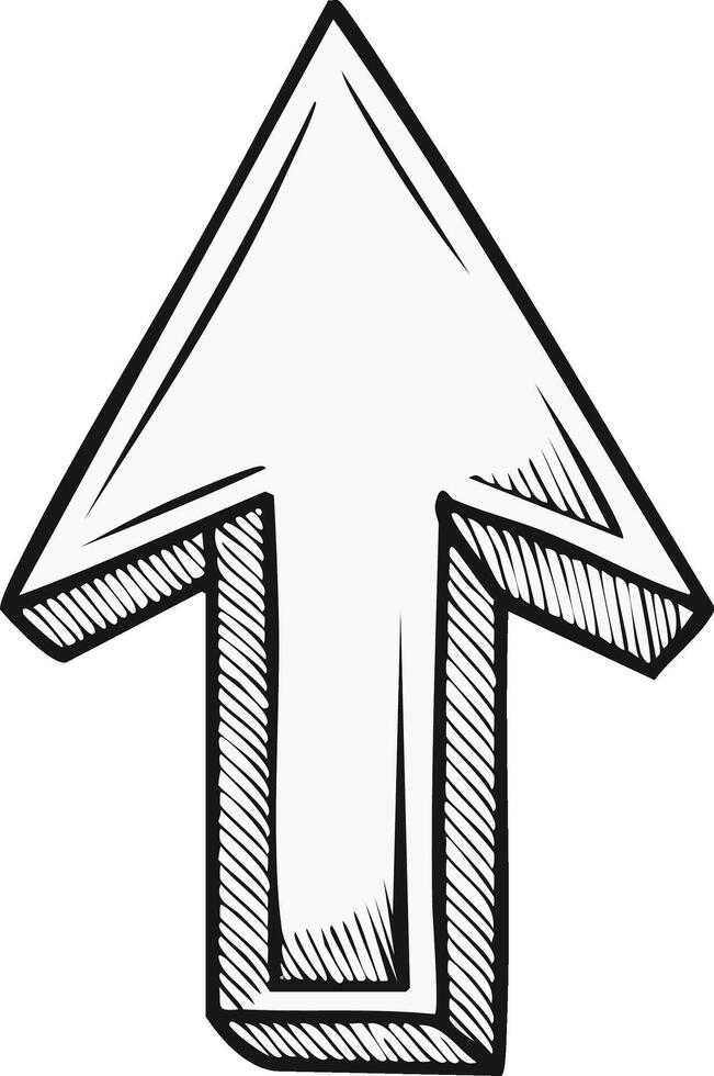 Upward Directional Pointer Hand Drawn Arrow Design Element vector
