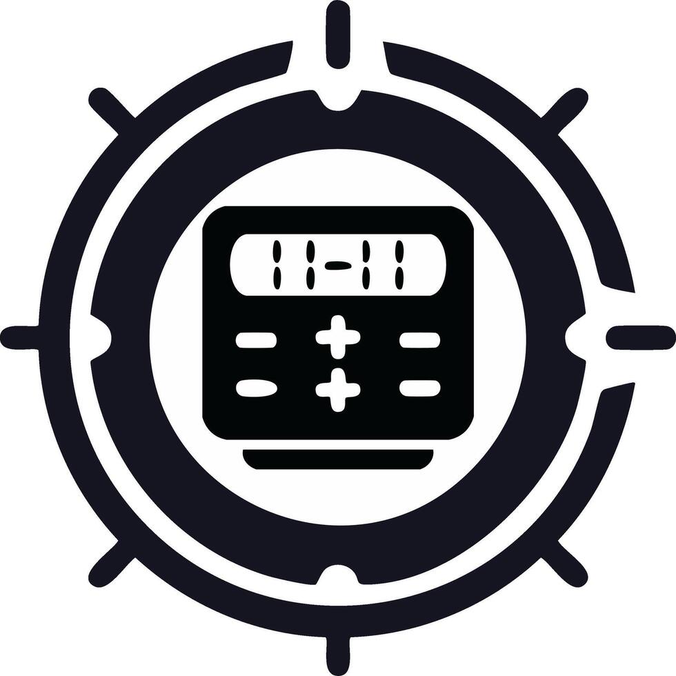 Minimalist Digital Display Control Panel Icon in Circular Frame Symbolizing Navigation and Precision Technology vector