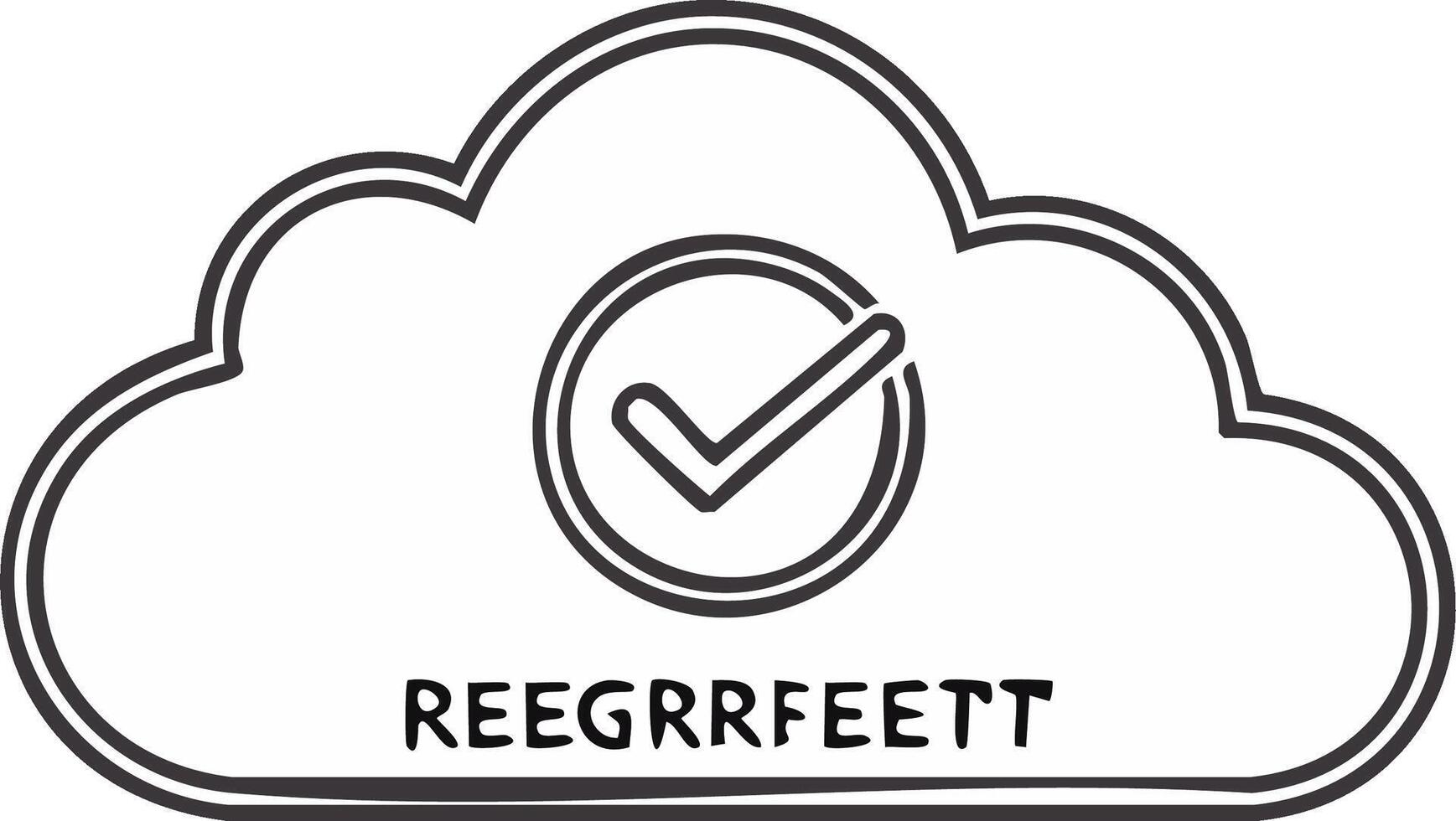 Outline of a cloud with check mark symbolizing secure and approved data vector