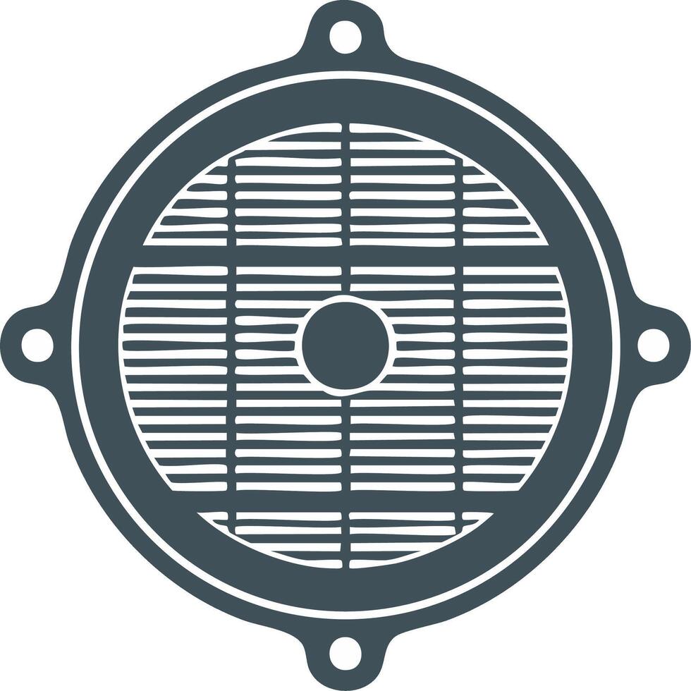 Graphic of a Round Industrial Access Panel with Slats and Mounting Points vector