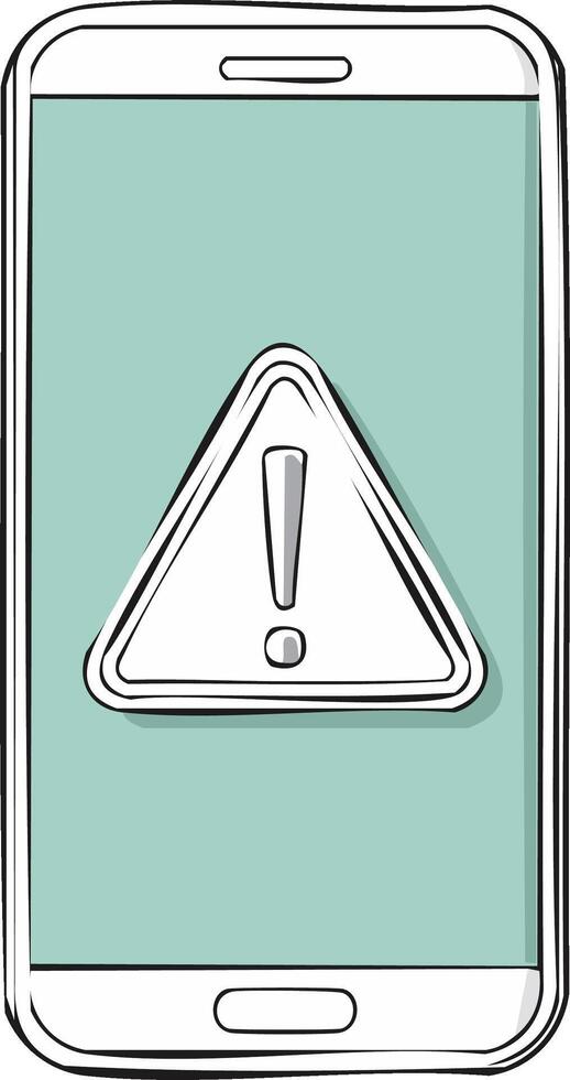 Smartphone screen displaying a warning attention sign digital alert notification vector