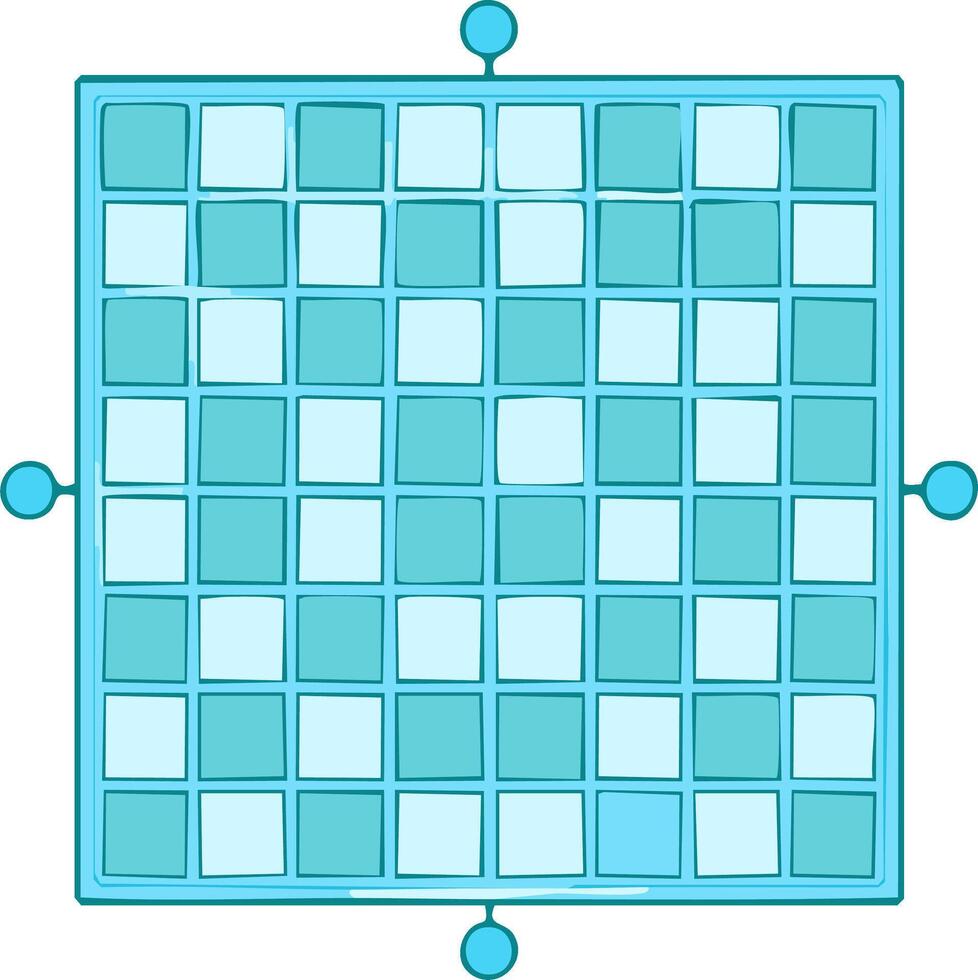 Turquoise Board Game Layout with Square Grid Playfield Patterned Design vector