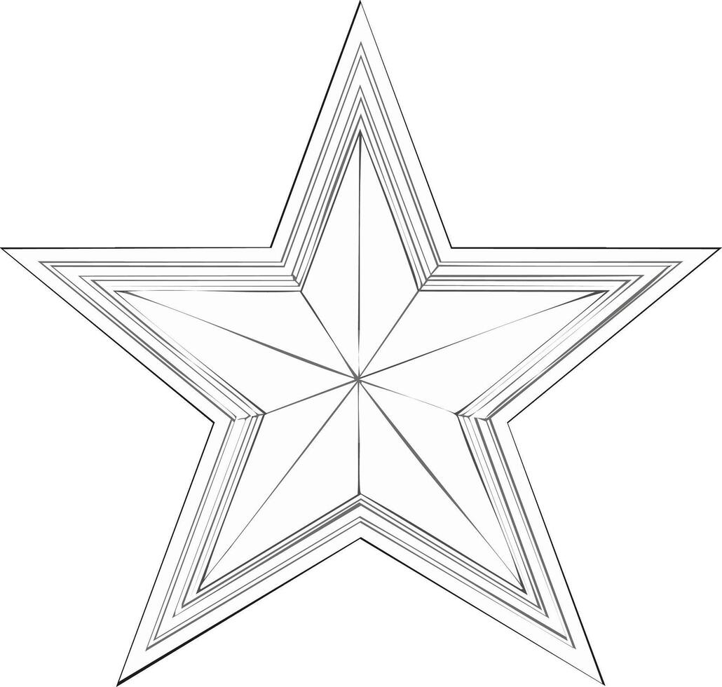 Geometric five-pointed star shape with layered outline and radiating lines vector