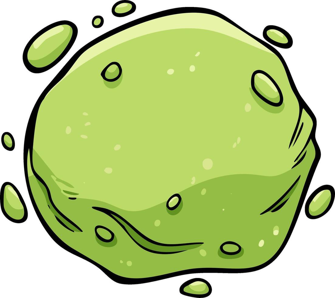 Green Blob Monster Surrounded by Smaller Ovals and Bubbles vector