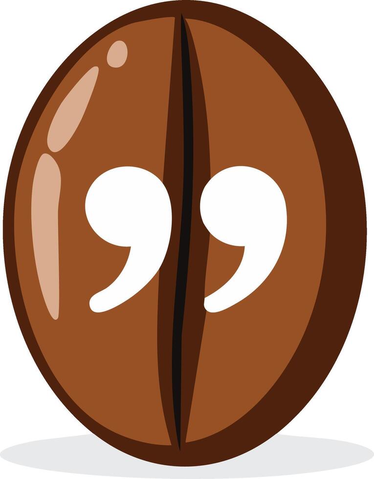 Conceptual icon of a coffee bean with quotation marks symbolizing coffee talk and conversation vector