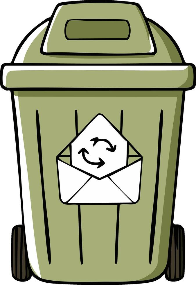 Junk Mail in Trash Can Art Illustration Spam Concept Unsubscribe Symbol vector