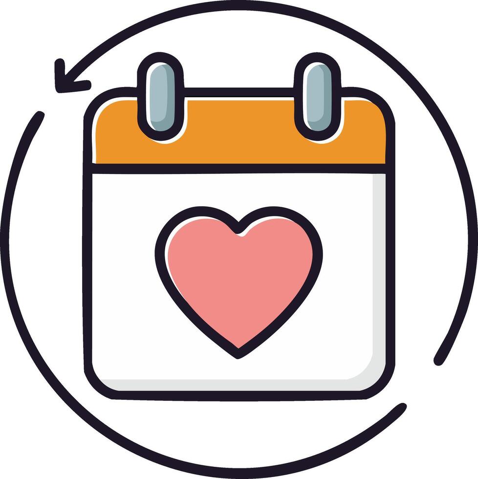 Calendar with Heart Icon Symbolizing Romantic Dates Recurring Romance Schedule Reminders vector