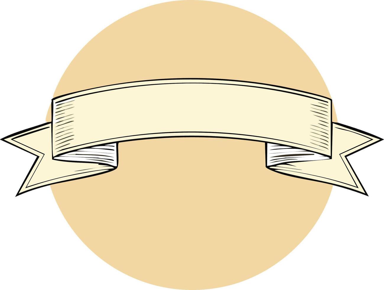 Drawn Ribbon Banner Design Element Scroll with Decorative Circle vector