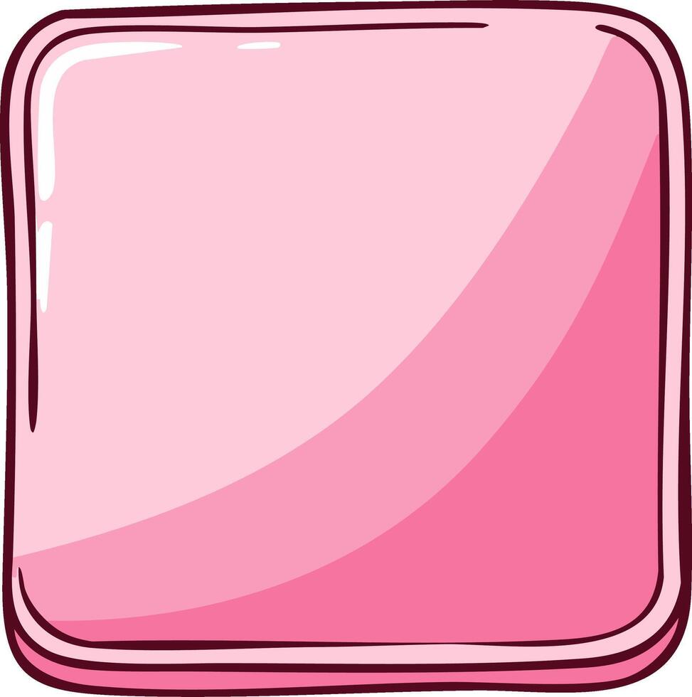 Pink rounded square button or text box with hand drawn cartoon style vector