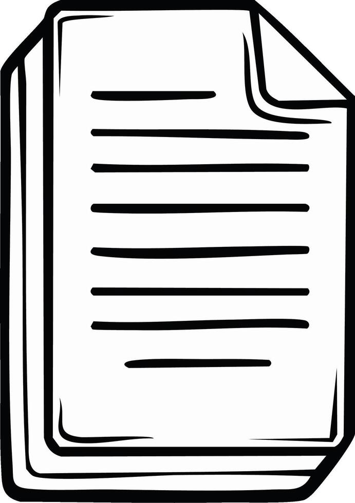 Hand-drawn stack of documents with lined paper and turned corner vector