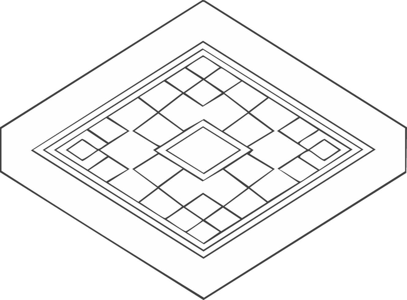 Black and white repeating squares and diamond pattern perspective drawing illustration abstract symmetrical shape design vector