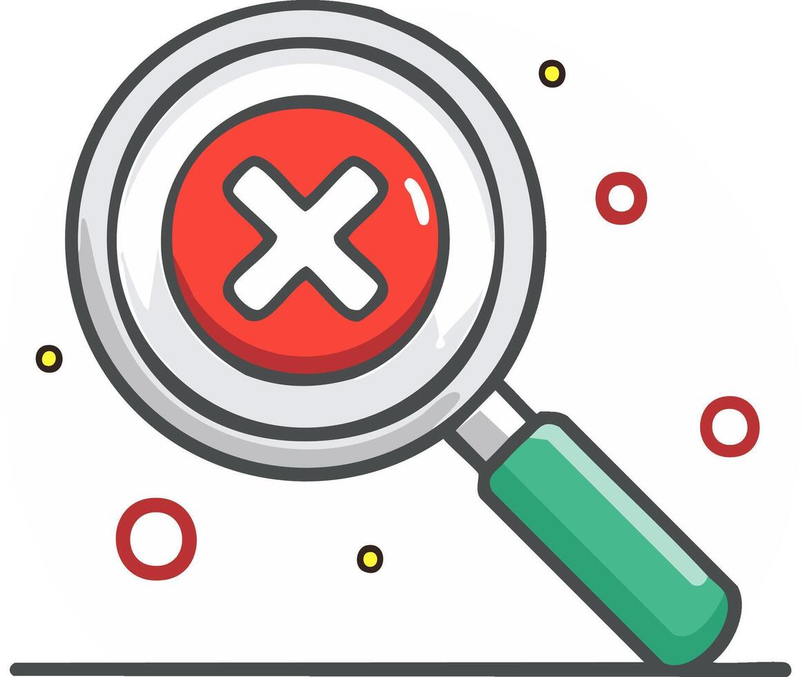 Search not found concept with magnifying glass and red X error symbol illustration vector