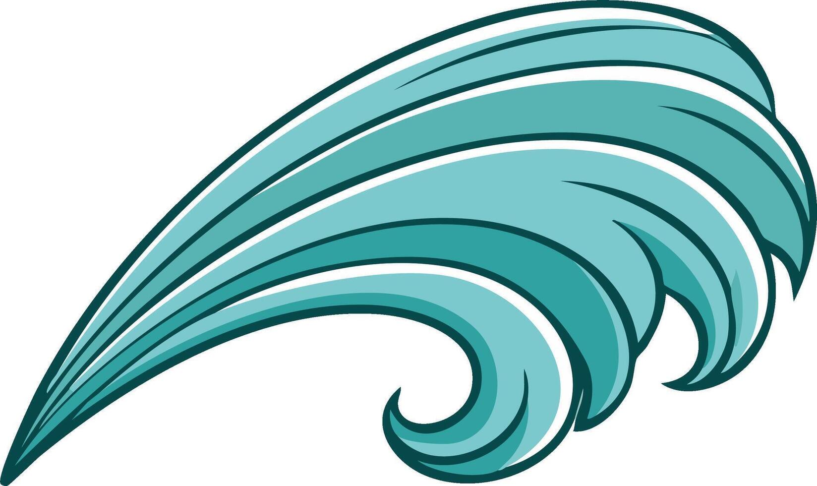 Stylized Blue Waves Pattern Curling and Flowing in Windswept Design vector