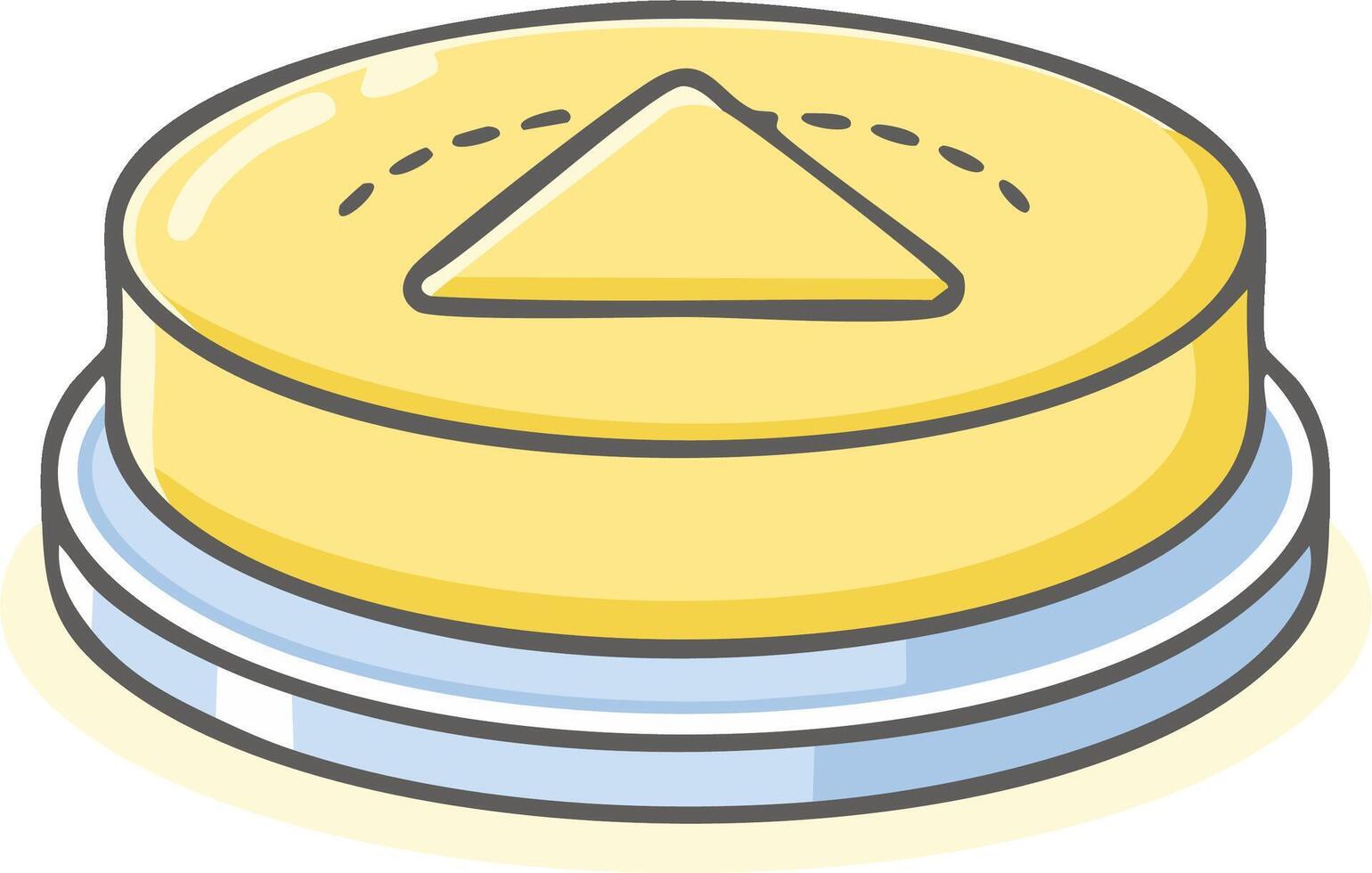 A yellow button with a triangle on top vector