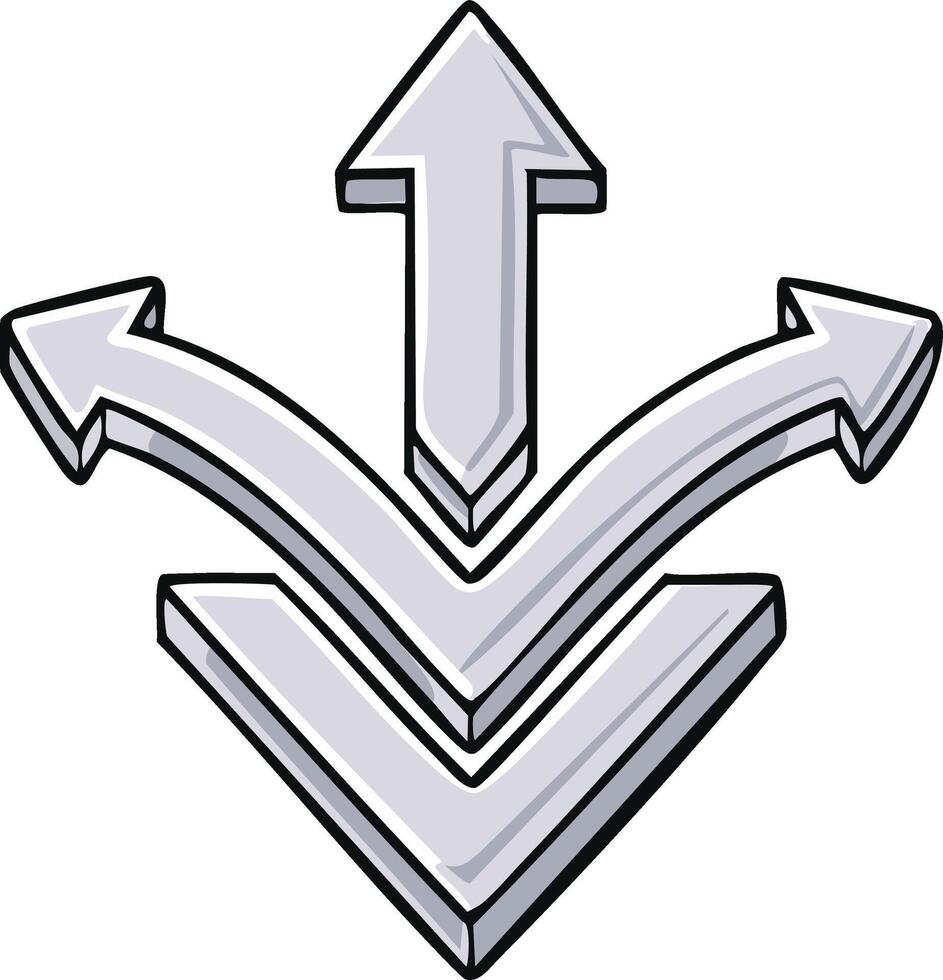 Decisions illustrated with cartoon Arrows representing Choices Direction Routes and Paths forward in business vector