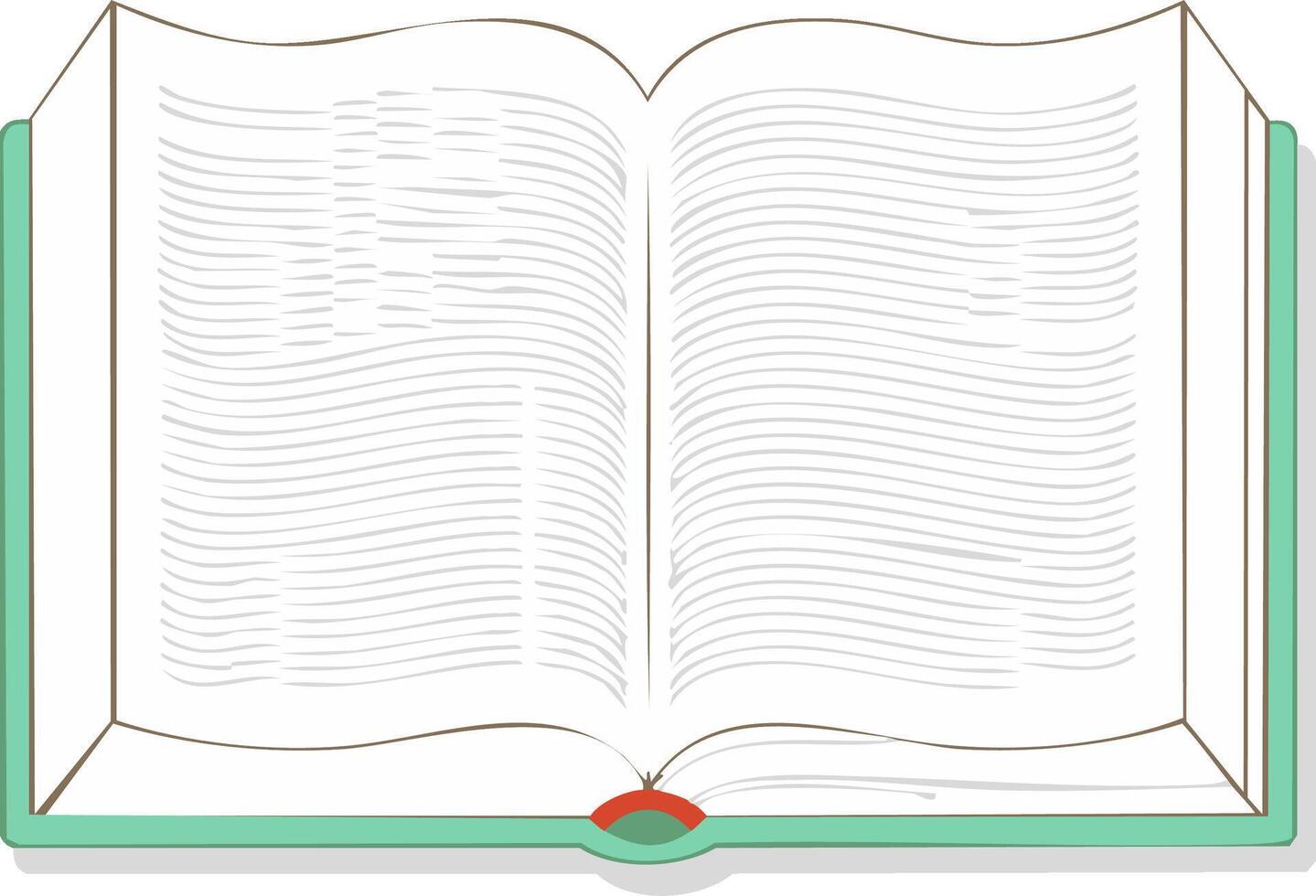Open book with blank pages and textured lines on the right and left pages vector