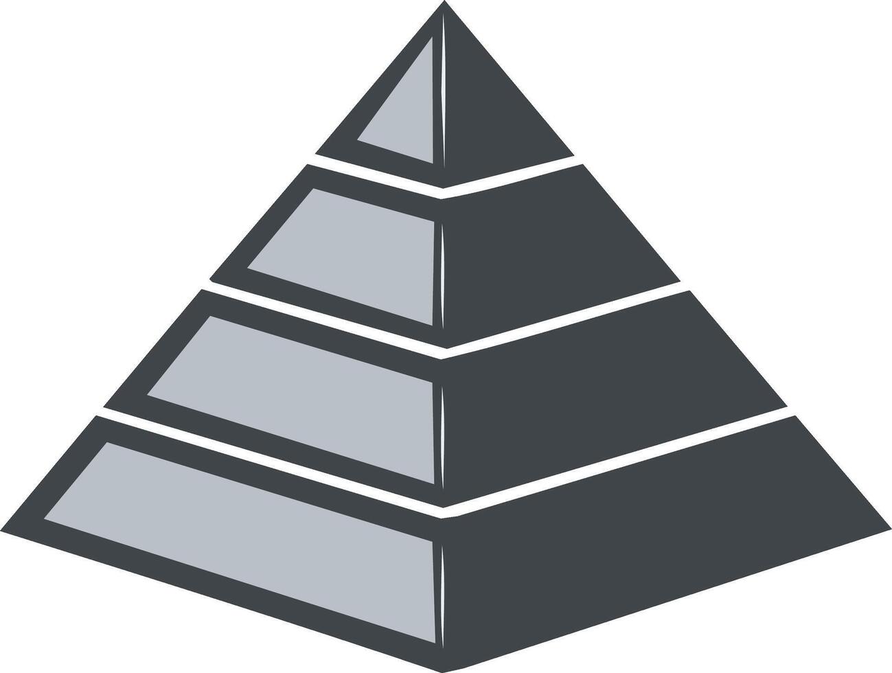 Hand-drawn four-level pyramid diagram representing hierarchy and structure vector