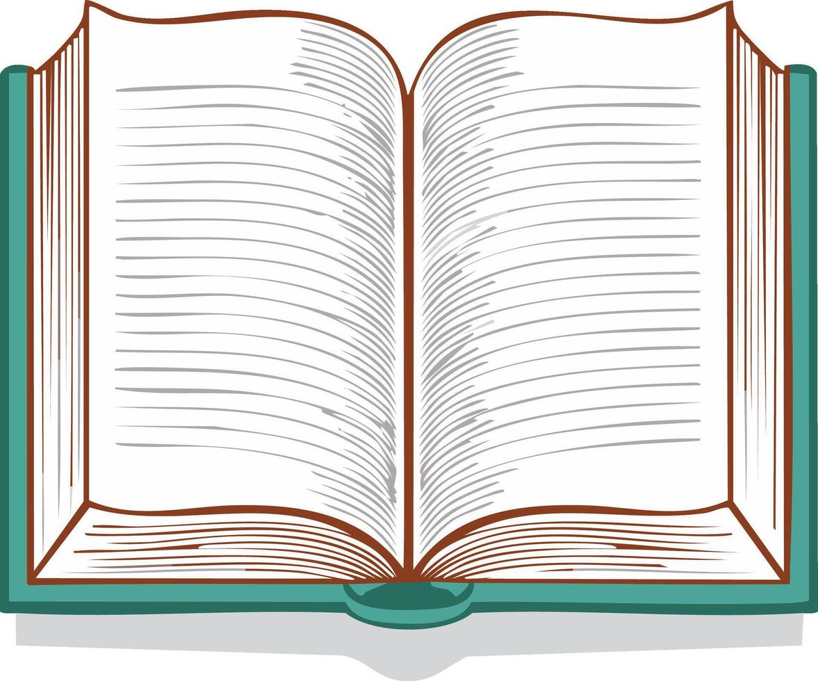 Open Book Sketch Illustration with Blank Pages Ready for Text, Study Resource Concept vector