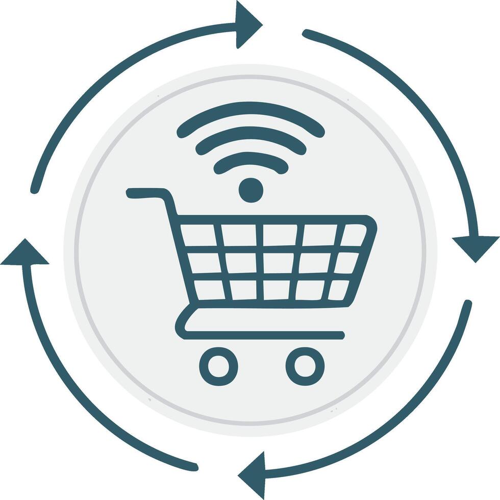 Subscription commerce icon representing online shopping and recurring automatic orders vector