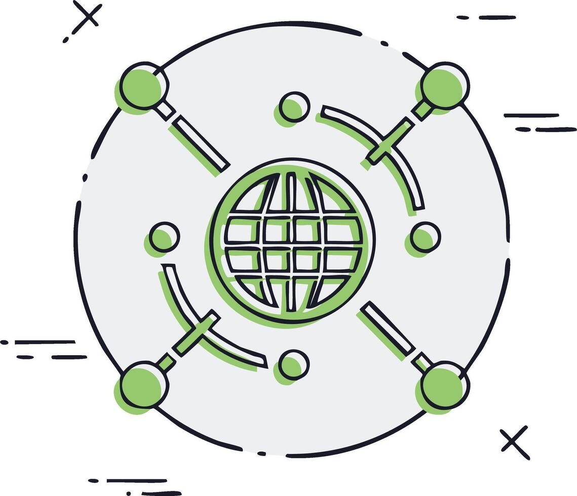 resumen globo con interconectado nodos representando global comunicación red vector