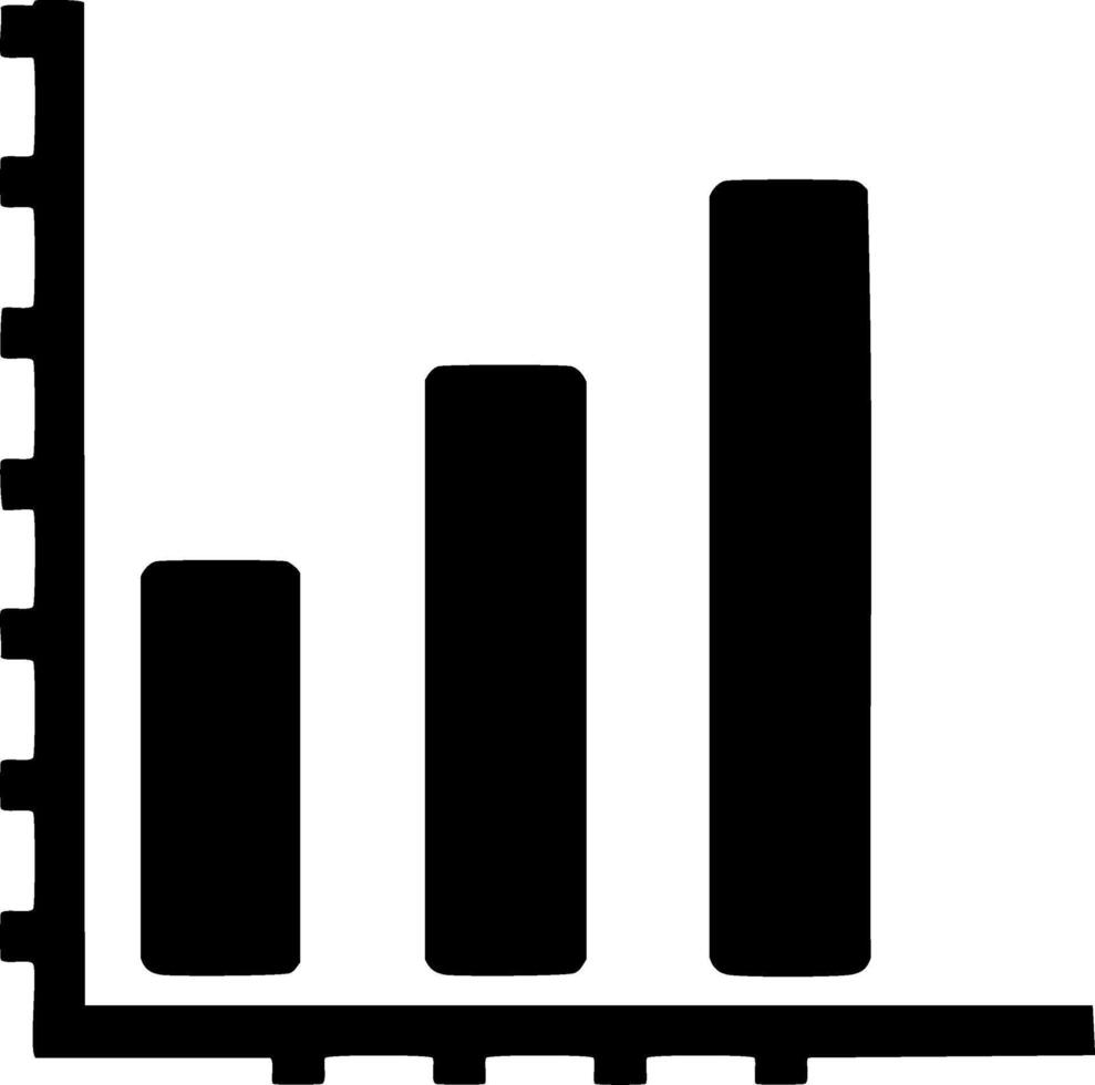 Business data graph showing increasing growth with three bars vector