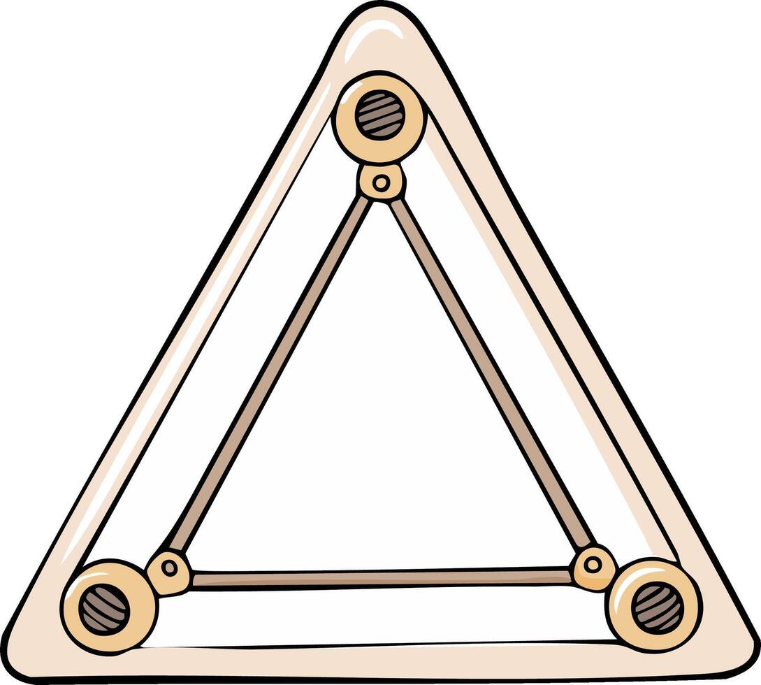 Stylized geometric triangle illustration with interconnected internal framework and circular joints vector