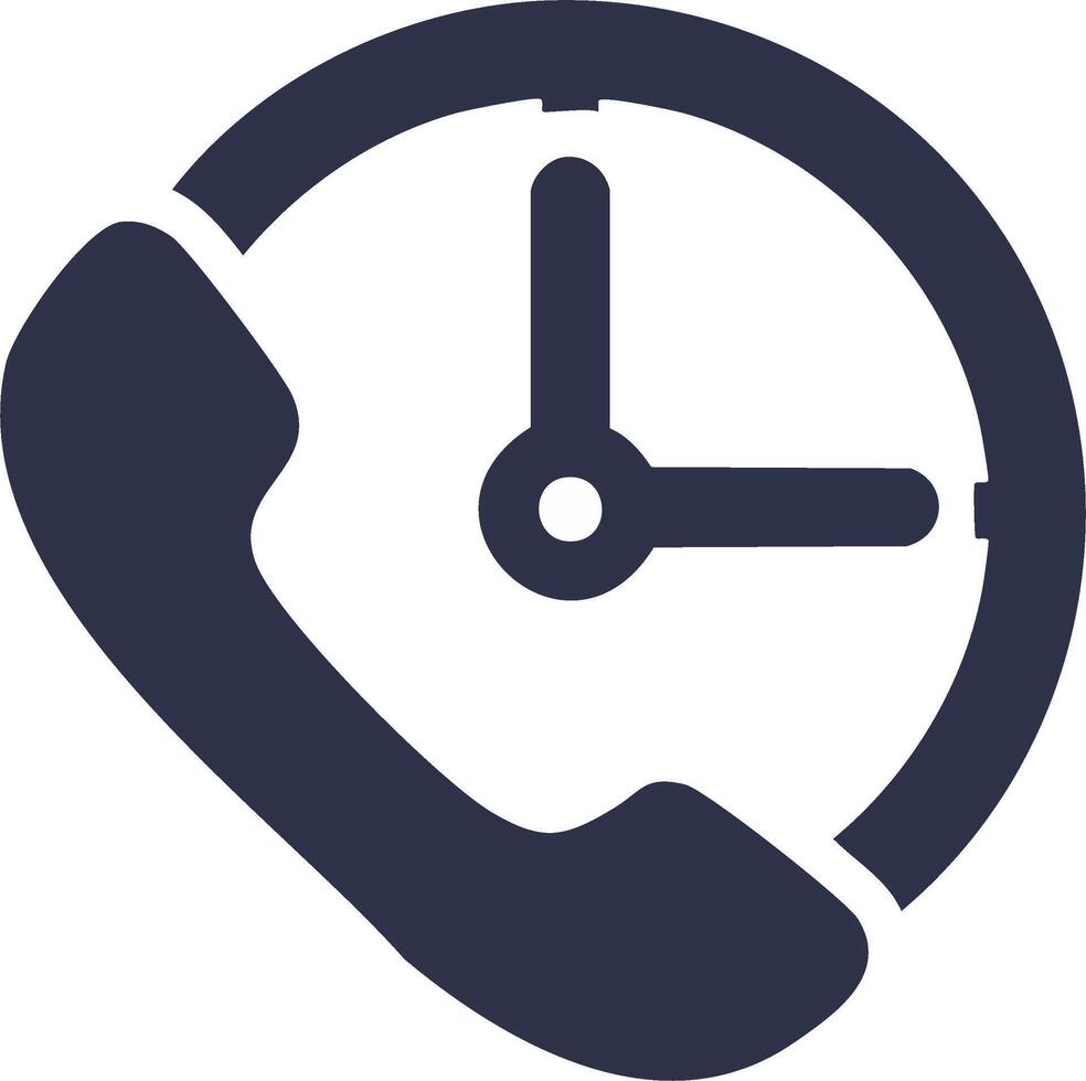 Telephone Receiver and Clock Icon for Scheduling Calls Customer Support and Time Management vector