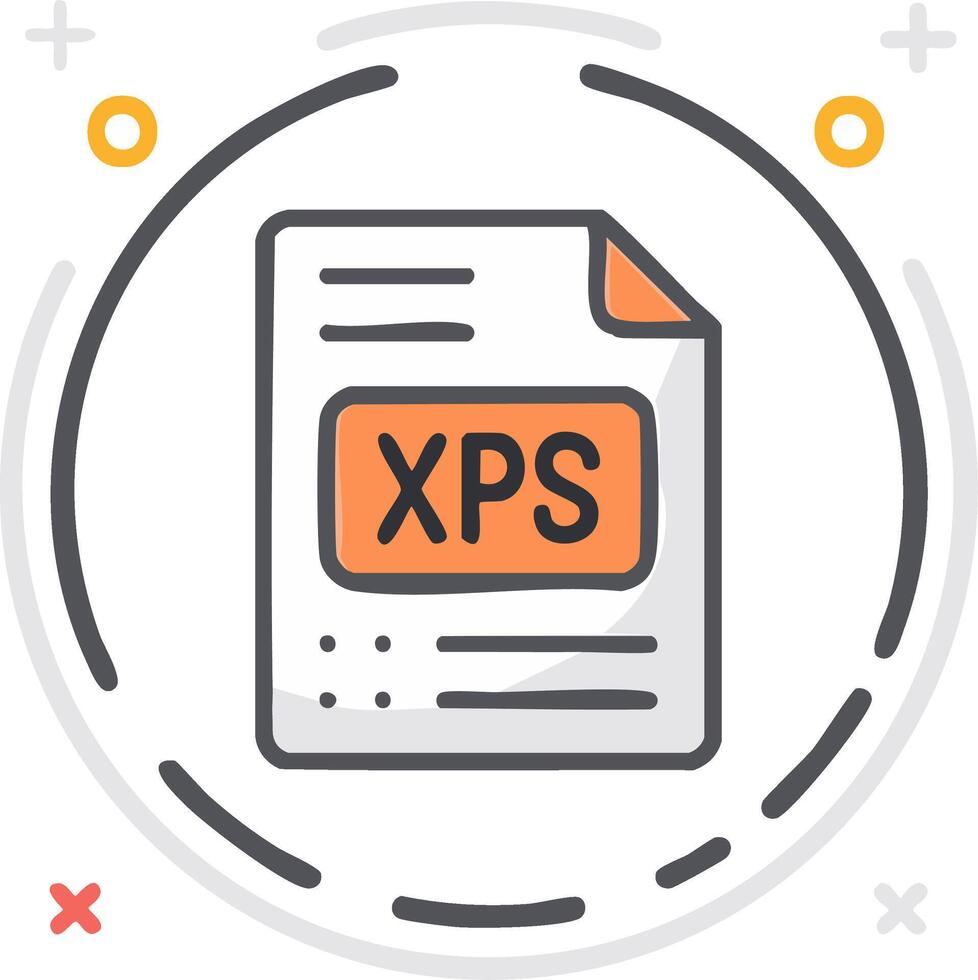 Digital Outline XPS Document File Format Icon for Software and Web Interfaces vector