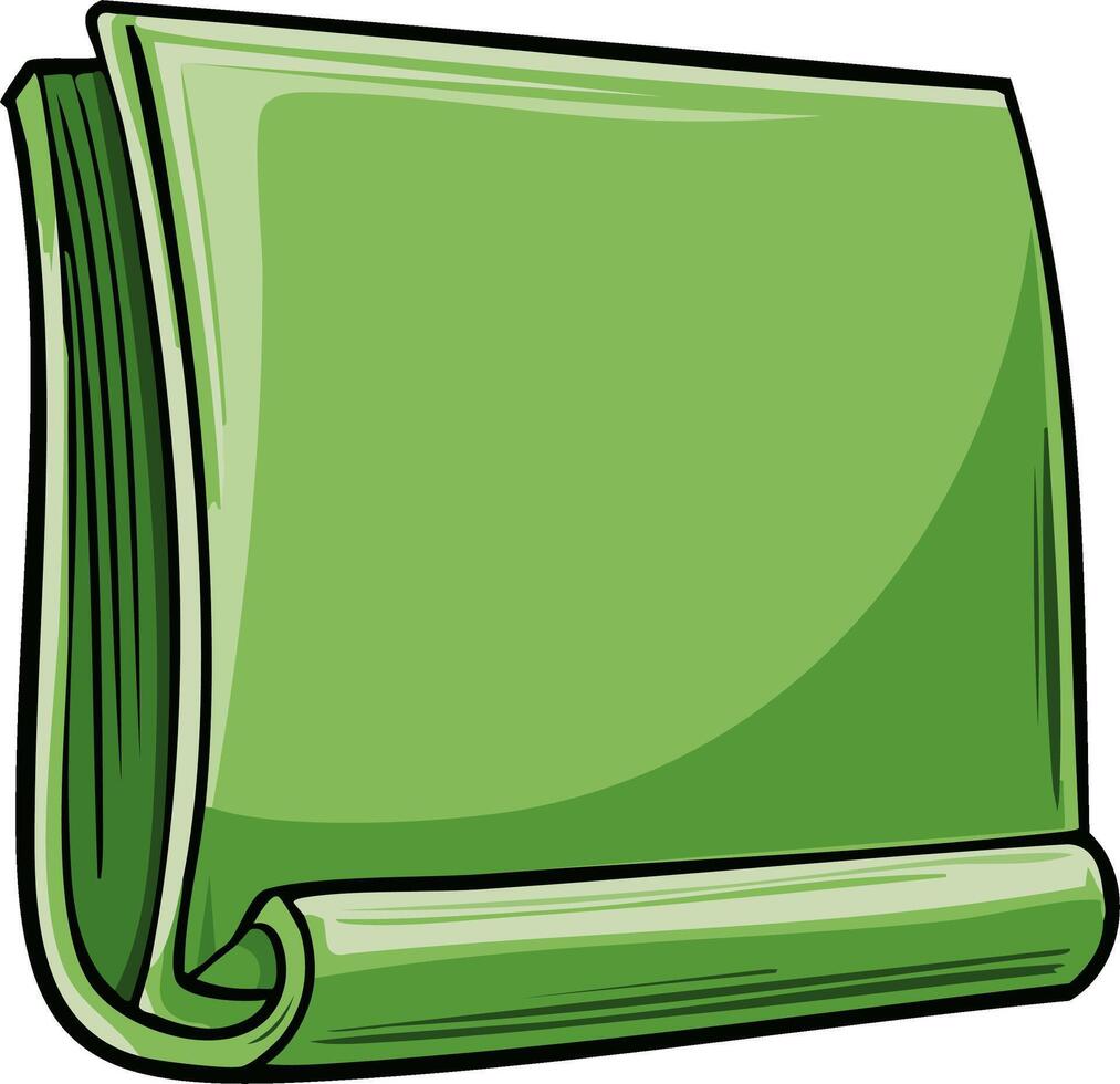 Green rolled paper or document with a subtle curl at the bottom edge vector