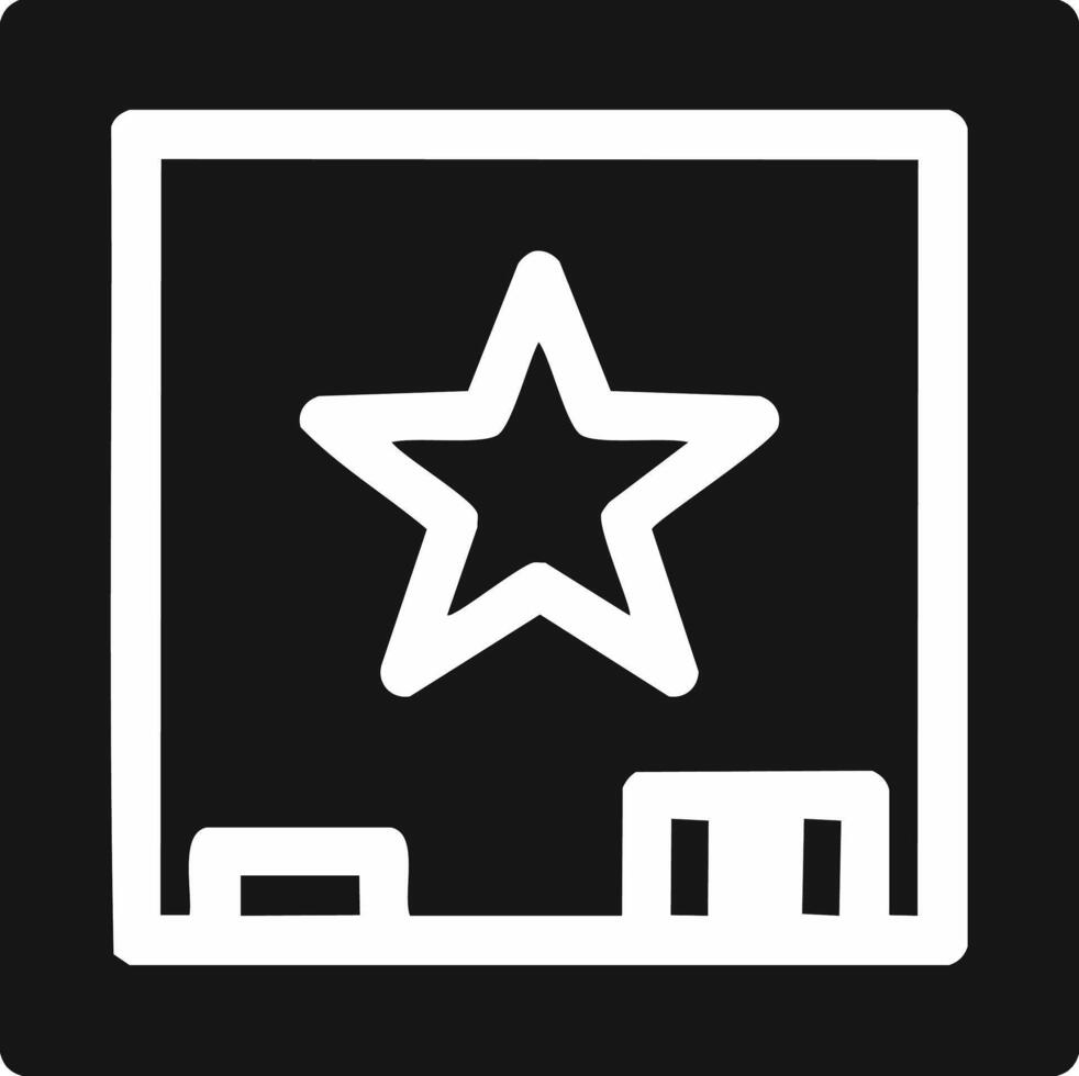 Star symbol icon in a square frame, simple design and black and white color scheme vector
