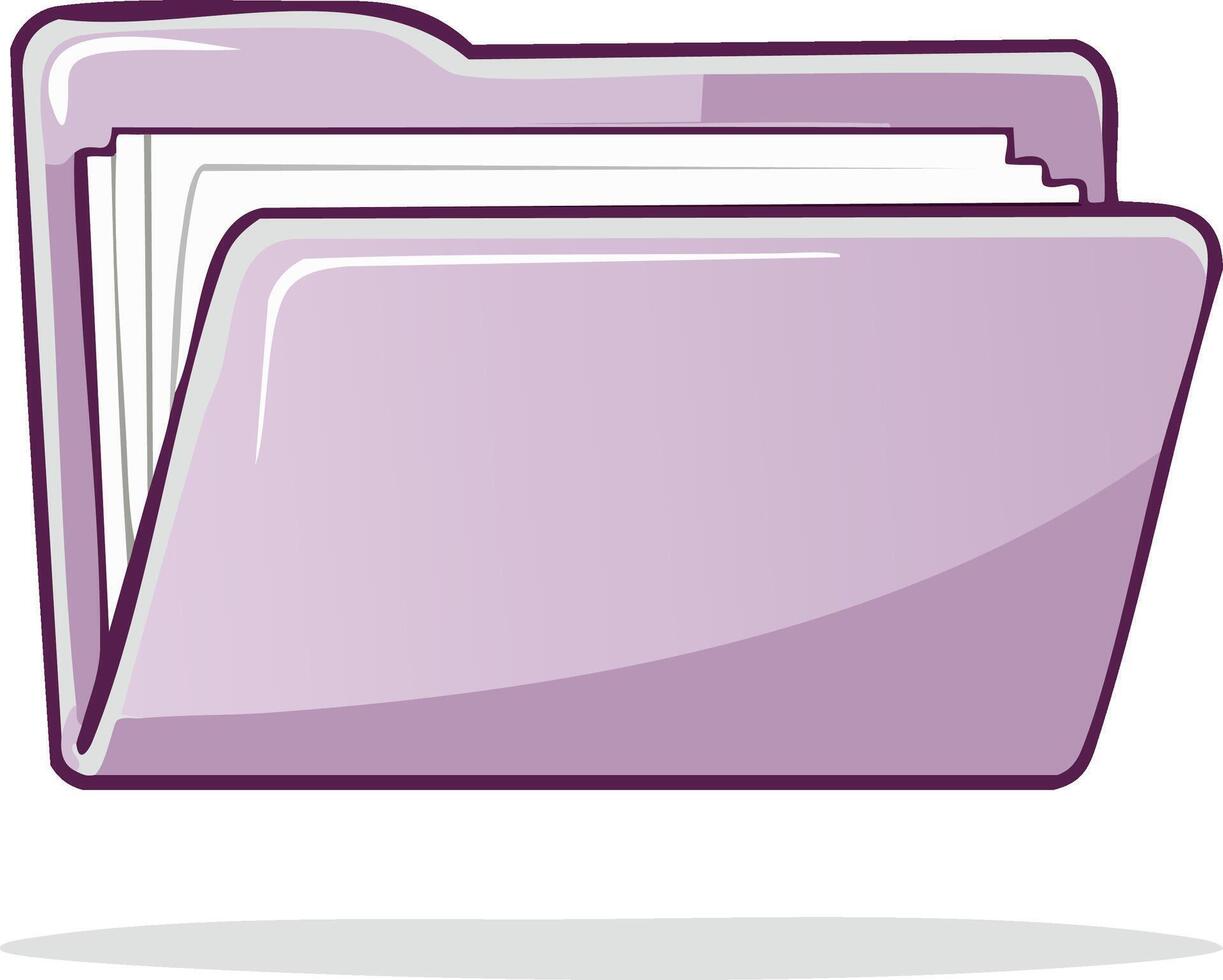 Purple open file folder with documents illustration for data organization and business storage vector