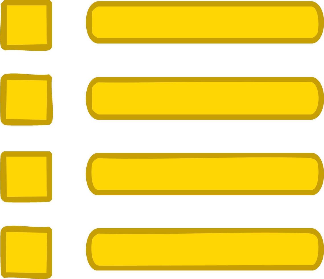 Hand-drawn yellow checklist template with empty squares and blank text bars vector