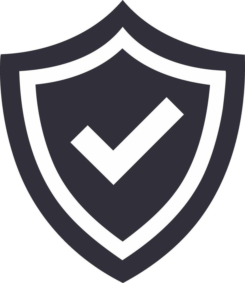 Shield icon with check mark symbol. Protection, secure, verified, validation graphic vector
