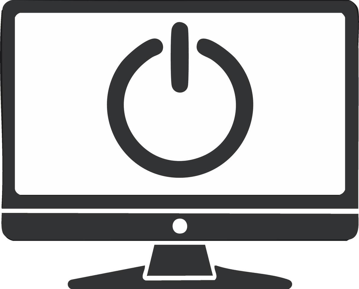 icónico poder botón símbolo desplegado en computadora monitor pantalla vector