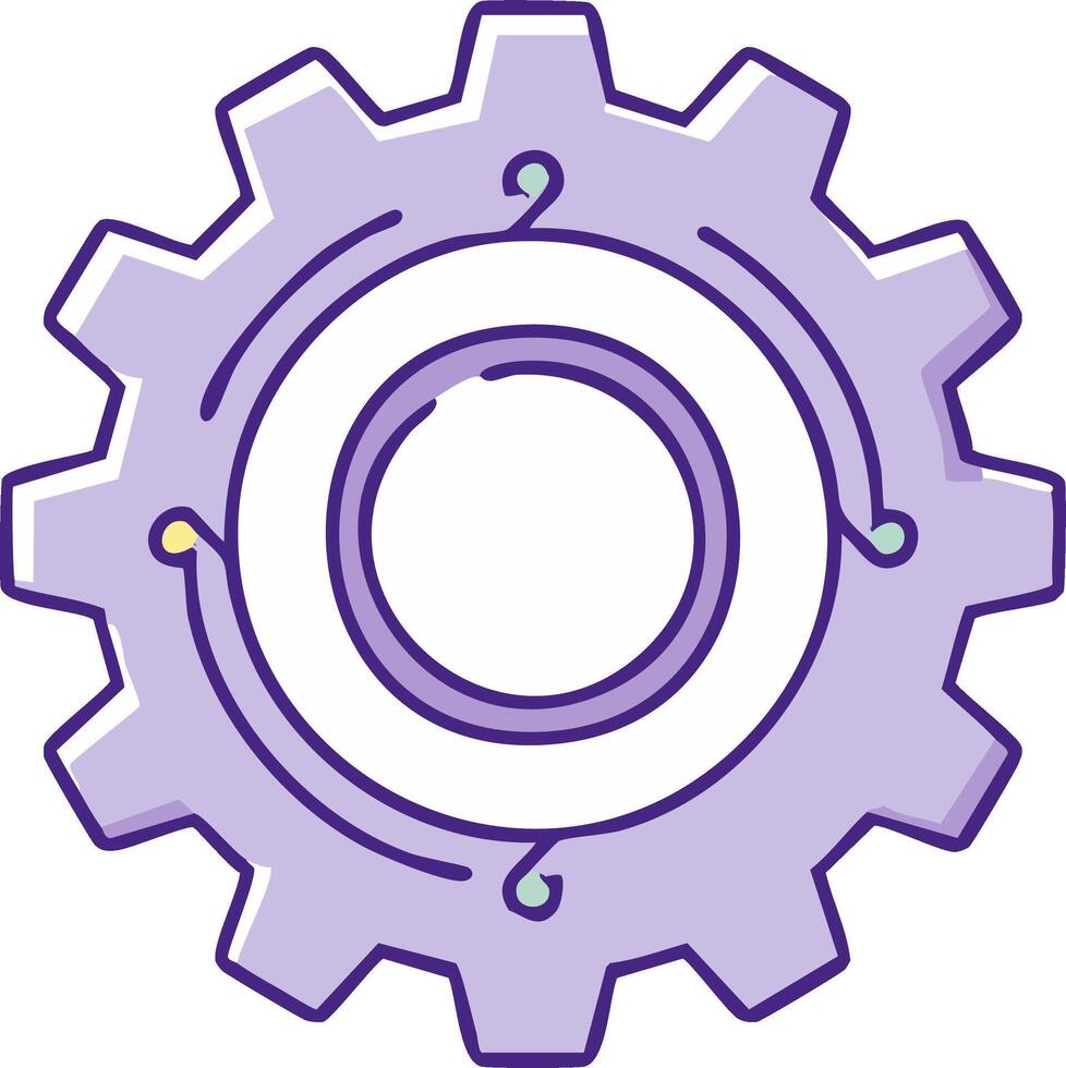 Stylized Gear with Looping Paths Illustrating Process Flow and Interconnected Systems vector