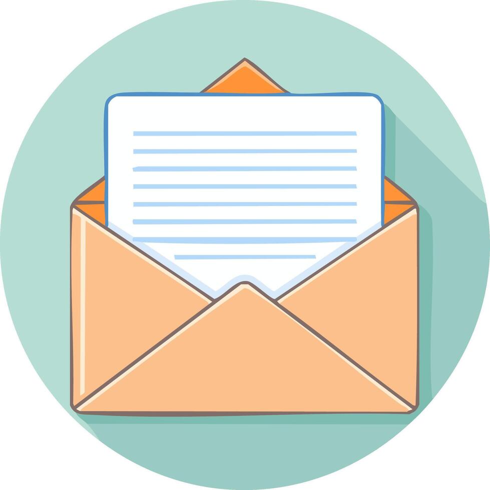 Open Envelope with Paper and Lines Illustration vector