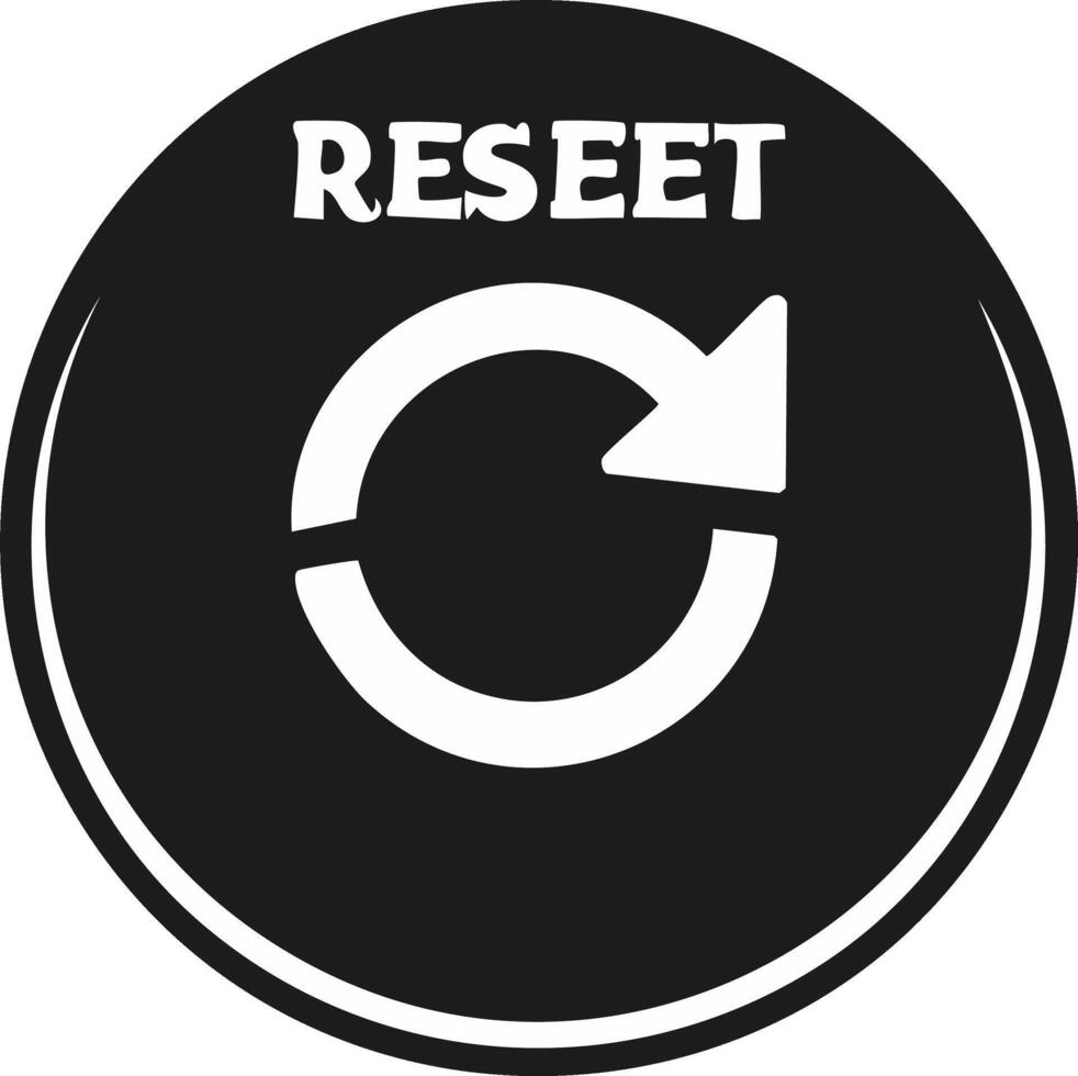 Reiniciar botón icono con circular flecha y texto en negro circulo vector