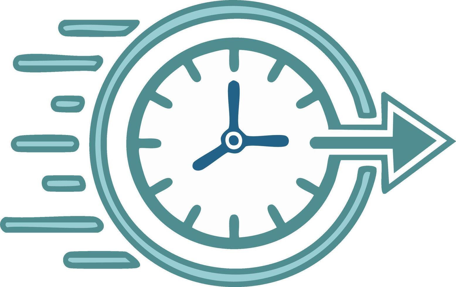 Clock with arrow and motion lines symbolizing speed and time management vector