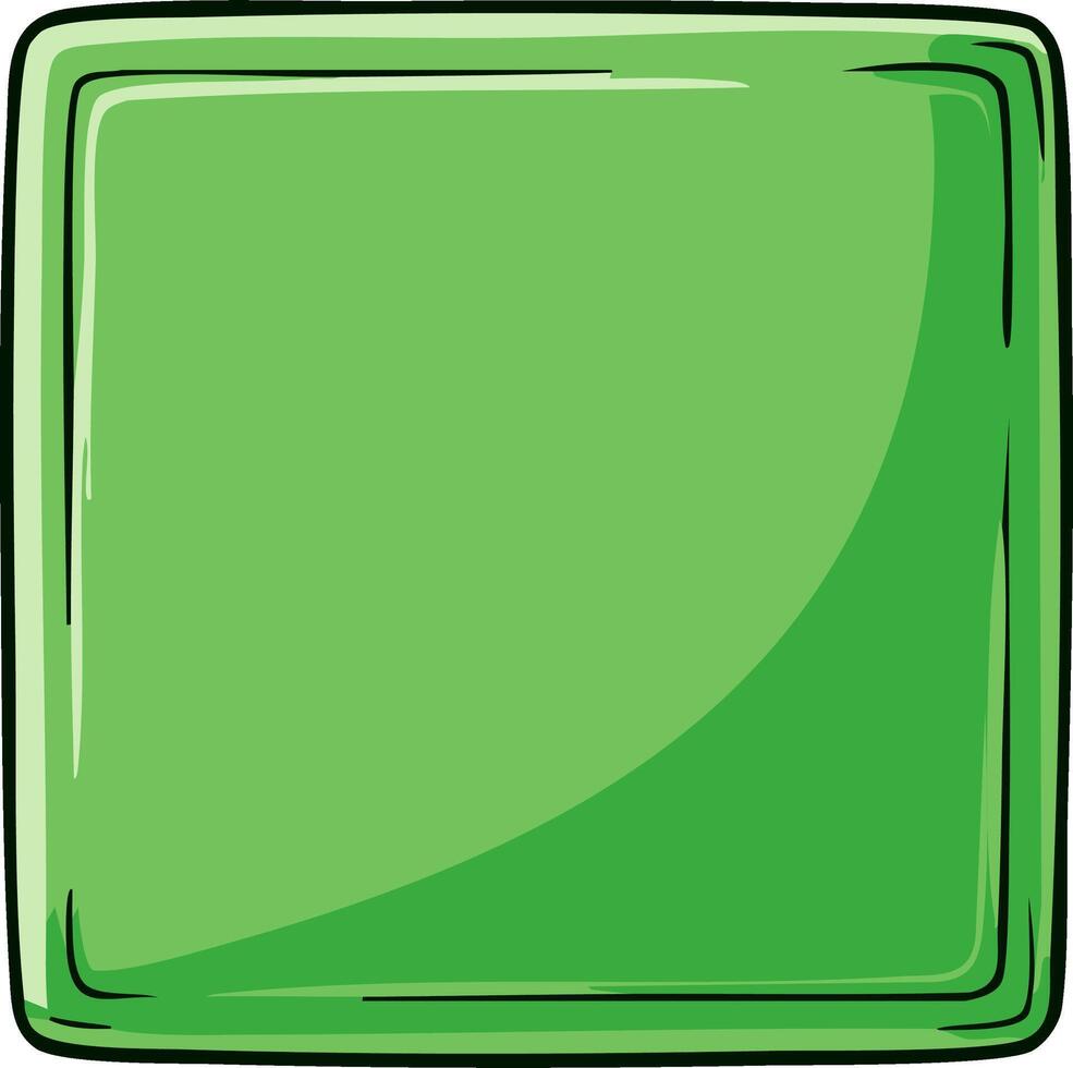 Green square frame with rounded corners hand drawn outline vector