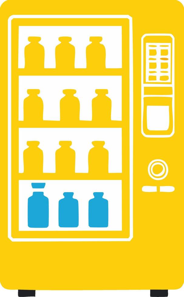 Isolated Yellow Vending Machine with Bottles, Modern Graphic in Pop Art Style vector