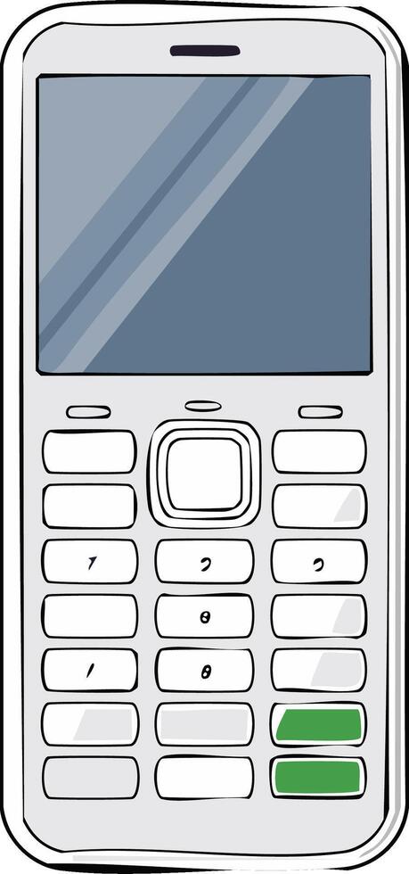 Illustration of a basic mobile phone with a keypad and a display vector