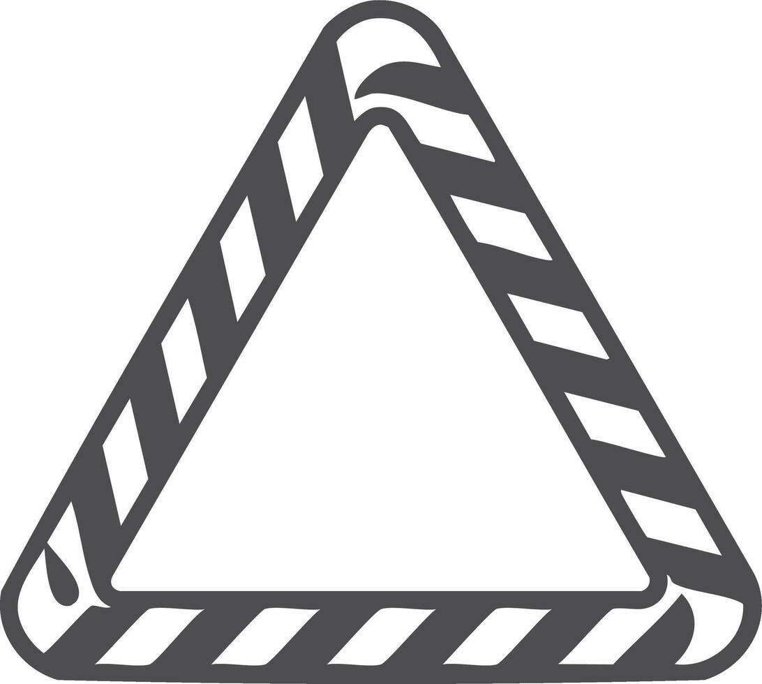 Warning sign, abstract hazard symbol. Triangle shape with striped edges, isolated design element vector