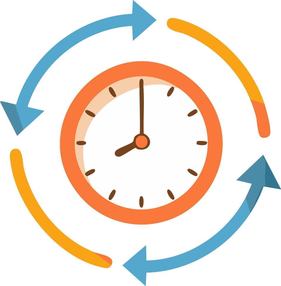 Stylized Clock with Circular Arrows Signifying Time Management or Efficiency vector